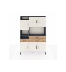 Arges Dolap 9 Raflı 3 Çekmeceli 6 Kapaklı 132x30x195 Antrasit-Aytaşı/Çam