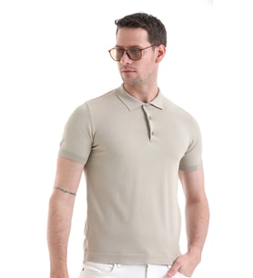Hatemoğlu Bej Regular Fit Düz Rayon Polo Yaka Tişört