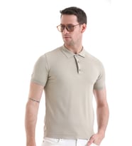 Hatemoğlu Bej Regular Fit Düz Rayon Polo Yaka Tişört