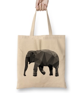 Geometric Animal Female Elephant Bez Çanta Uzun Saplı