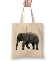 Geometric Animal Female Elephant Bez Çanta Uzun Saplı