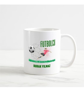 Futbolcu Kupa Bardak (1. Tasarım) (Beyaz)