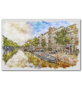 Cakatablo Amsterdam Suluboya Resim MDF Tablo