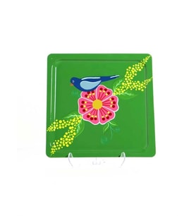 Kare Tepsi Yeşil Kuşlu (20X20 Cm)