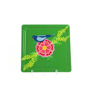 Kare Tepsi Yeşil Kuşlu (20X20 Cm)