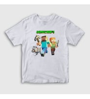 Presmono Unisex Çocuk Beyaz Miners Minecraft T-Shirt 29514tt (Beyaz)