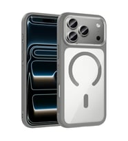 Apple iPhone 17 Pro Max Uyumlu Kılıf M-Safe Şarj Özellikli Metal Kamera Çerçeveli Zore Tiko Kapak (Gri)