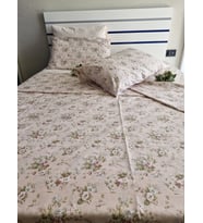 Tek Kişilik Çarşaflı Pembe Çiçek Desen Baskılı160x220 Nevresim Takımı