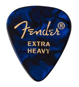 Fender 1980351602 Premium Celluloid Blue Moto Extra Heavy Gitar Penası (12'li) Ekstra Sert Kalınlık Maksimum Güç ve Hız İçin Mavi İnci Desen