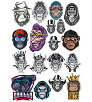 Goril Sticker Set-6 15 Parça Telefon, Tablet, Defter, Laptop Sticker
