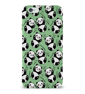 Apple iPhone 6 Plus Uyumlu Lansman Kılıf Panda Tasarımlı İçi Kadife Kapak-Yeşil (Şeffaf)