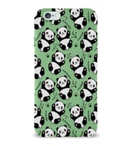 Apple iPhone 6 Plus Uyumlu Lansman Kılıf Panda Tasarımlı İçi Kadife Kapak-Yeşil (Şeffaf)