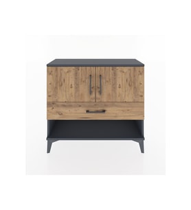 Arges Şifonyer 2 Raflı Tek Çekmeceli 2 Kapaklı 88x30x80 Antrasit-Çam
