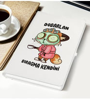 BK Gift Dobarlan Bıragma Kendini Tasarımlı Beyaz Defter, Arkadaşa Hediye, Doğum Günü Hediyesi