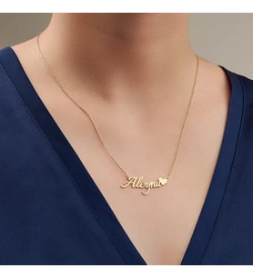 Kişiye Özel Mini Kalp İsim Kolye 925K Gümüş (Gold)