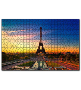 Cakapuzzle Günbatımı Eyfel Kulesi ve Bulutlu Gökler  Puzzle Yapboz MDF (Ahşap) (120 Parça)