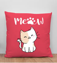 BK Gift Kedi Tasarımlı Kırmızı Kırlent Yastık, Arkadaşa Hediye, Ev Dekorasyonu, Ev Hediyesi-11