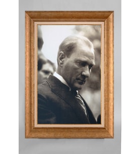 Altın Varaklı Paspartulu Çerçeveli Atatürk Tablo sd589