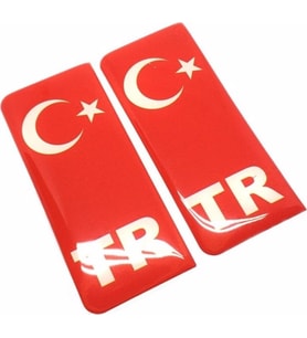 Tekstore Tr Plaka Arması Damla Etiket Ay Yıldızlı Sticker 2 Adet (Takım)