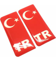 Tekstore Tr Plaka Arması Damla Etiket Ay Yıldızlı Sticker 2 Adet (Takım)