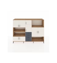 Hyperion Dolap 10 Raflı 4 Çekmeceli 8 Kapaklı 220x44x163 Çam-Aytaşı/Antrasit