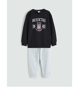 LCW Kids Siyah Beşiktaş Baskılı Erkek Çocuk Pijama Takımı