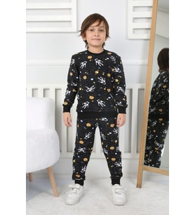İki İplik Cepli Astronot Temalı Erkek Çocuk Pijama Takımı