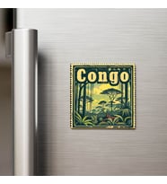 Kongo Congo - Posta Pulu Temalı Ülke - Baskılı Buzdolap Magneti Kare - 9x9 cm