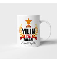 Kişiye Özel Babalar Günü Yılın Babası İSİm Baskılı Kupa Bardak