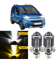 Fiat Fiorino 2008-2023 Uyumlu Mercekli Far Ampulü Led Xenon Sarı-Beyaz Şimşek Etkili Uzun Kısa