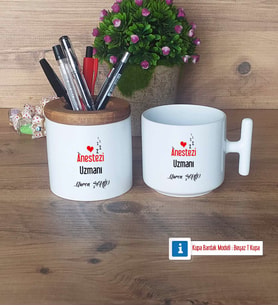 Anestezi Uzmanı Kalemlik, Kupa Bardak T Kişiye Özel Hediye Anestezi Uzmanına Tıp Bayramı Hediyesi (Model 1)
