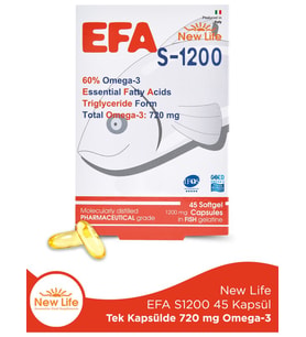 New Life Efa S 1200 Balık Yağı 45 Kapsül Türkiye Menşeli Omega 3 İçeren Takviye Edici Gıda