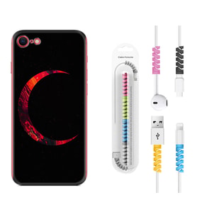 Apple iPhone 5 6 7 8 Plus Se XR Kılıf Kablo Koruma Spiral Silikon Red Moons 1747