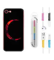 Apple iPhone 5 6 7 8 Plus Se XR Kılıf Kablo Koruma Spiral Silikon Red Moons 1747