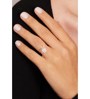 925 Ayar Gümüş Ayarlanabilir Zarif Papatya Yüzük (Gümüş)