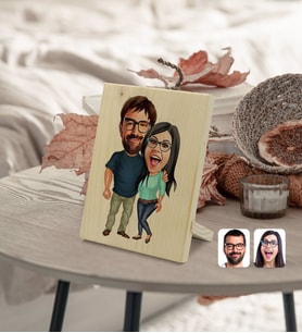 BK Gift Kişiye Özel Sevgililer Karikatürlü Dekoratif Ahşap Çerçeve Model 109