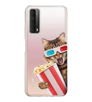 PrintiFy Huawei P Smart 2021 ile Uyumlu 1mm Slim Fit Kedi 1 050b Baskılı Şeffaf  Kılıf