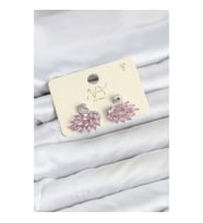Mey İthalat® Pembe Zirkon Taşlı Gümüş Swan Kuğu Model Kadın Küpe