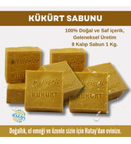Bitkiselce Saf ve doğal içeriklerle Kükürt Sabunu  950 gr (8 Kalıp)