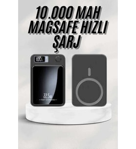 Taşınabilir Şarj Magsafe Powerbank 10.000 mAh Hızlı Şarj Led Göstergeli Kablosuz