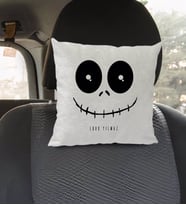 BK Gift Kişiye Özel İsimli Sevimli Korkunç Yüz Tasarımlı Kare Araç Koltuk Yastığı-1