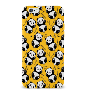 Apple iPhone 6s Uyumlu Lansman Kılıf Panda Tasarımlı İçi Kadife Kapak-Sarı (Şeffaf)