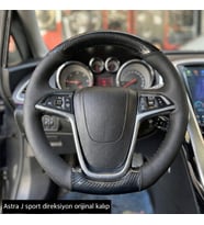 Opel Astra J Cosmo Sport Kasa Araca Özel Direksiyon Kılıfı 5D KRİSTAL KARBON NOKTA SİYAH İP