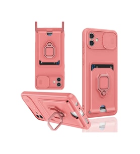 Newface Samsung Galaxy A06 Kılıf Zuma Kartvizitli Yüzüklü Silikon - Pembe