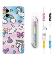 Vivo Y15S Y32 Y33S Y51 Y53S Kılıf Kablo Koruma Spiral Silikon Unicorn Mektup 1800