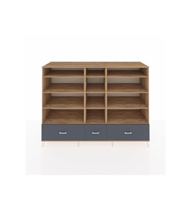 Kronos Dolap 12 Raflı 3 Çekmeceli  220x59x163 Çam-Çam/Antrasit