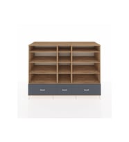 Kronos Dolap 12 Raflı 3 Çekmeceli  220x59x163 Çam-Çam/Antrasit