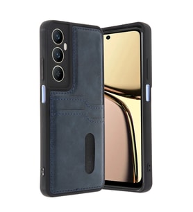 Realme C65 Sara Kartvizitli Deri Kılıf - Lacivert