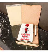 Sevgiliye Hediye Ahşap Kutulu Defter Kalem Set 013