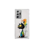 Samsung Galaxy Note 20 Ultra ile Uyumlu Splash Kedi Tasarımlı Şeffaf Silikon Kılıf